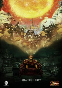 Boy with cityscape projecting from his mind